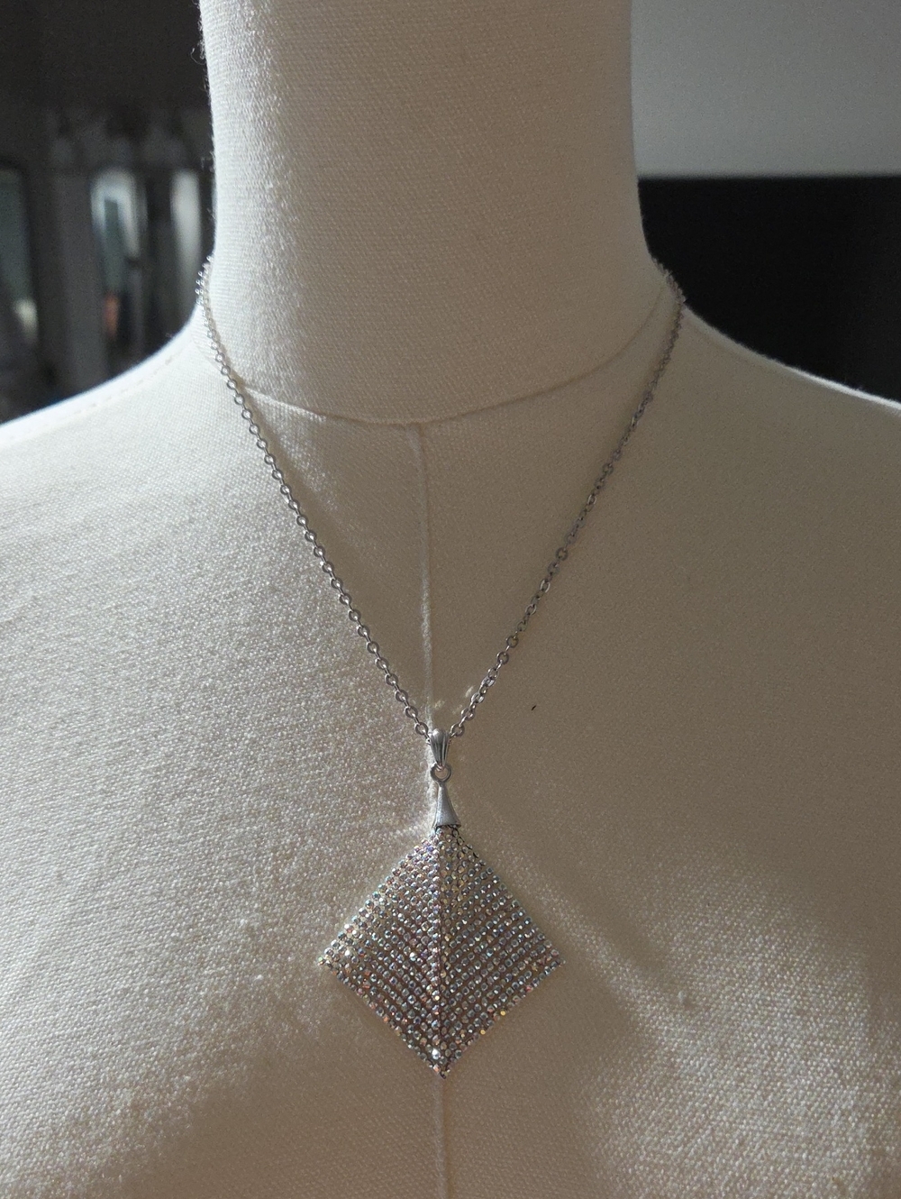 Swarovski Silver Crystal Kite Pendant Necklace